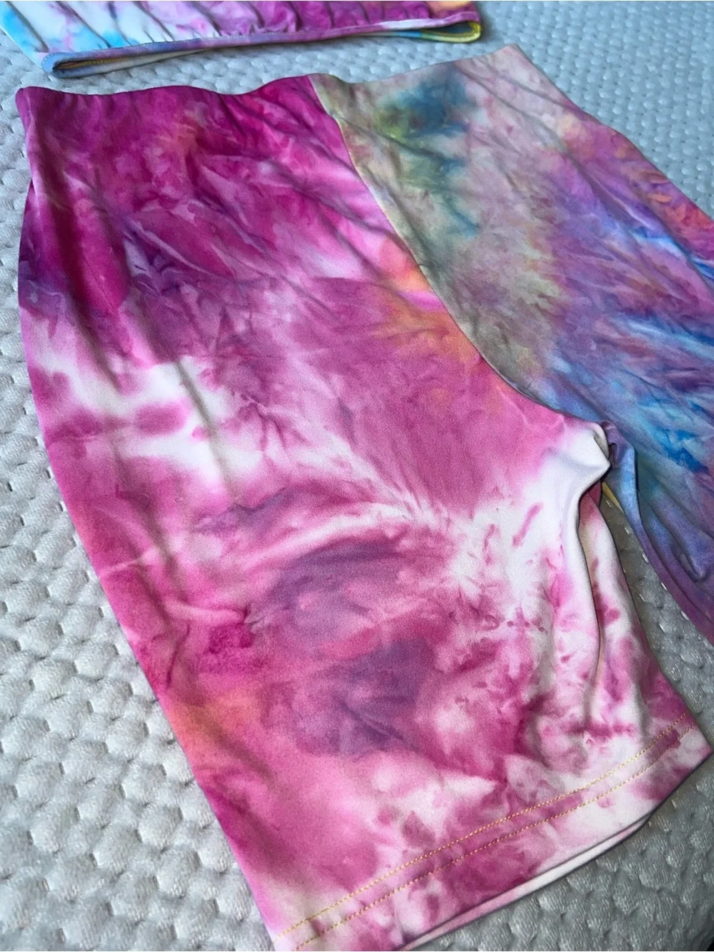 Tie Dye 2-Piece Crop Top & High-Waisted Biker Shorts Set | Medium